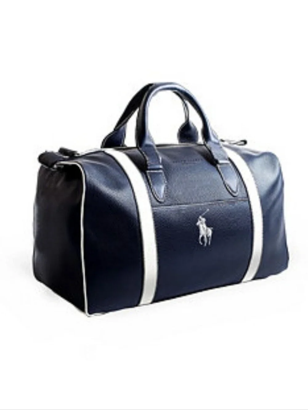 Ralph Lauren Navy with White Trim Leather Duffel